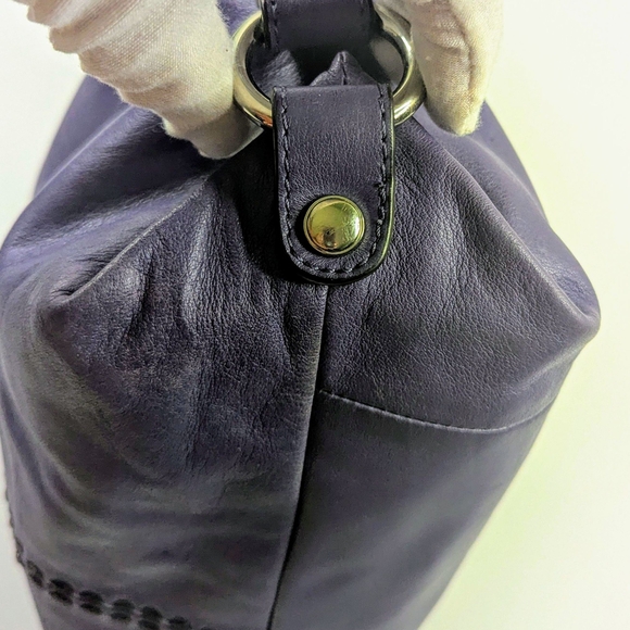 B. Makowsky Purple Leather With Silver Hardware‎ Shoulder Bag - Picture 4 of 16